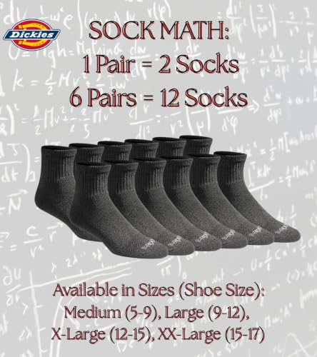 Image of Dickies Men's Dri-Tech Moisture Control Quarter Socks, Available in M-XXL (6, 12, 18 Pairs)