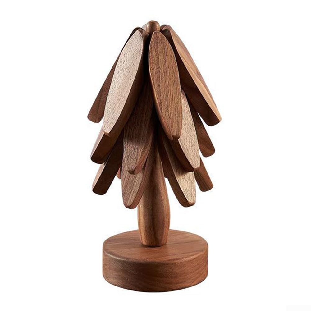 Set di sottobicchieri in legno naturale per albero di Natale, 4
