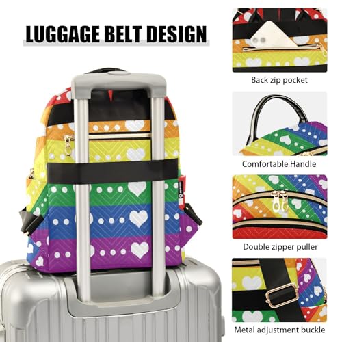Image of LGBTQ Rainbow Pride Quilted Backpack Purse for Women Fashion Backpack S | Shoulder Bag Travel Casual Daypack