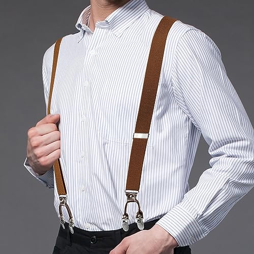 Tirantes elásticos de hombre extra fuertes ajustables con seis clips metálicos 4