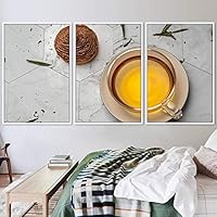 3 Piece Framed Canvas Wall Art Cup of Tea Canvas Prints Home Artwork Decoration for Living Room,Bedroom - 16