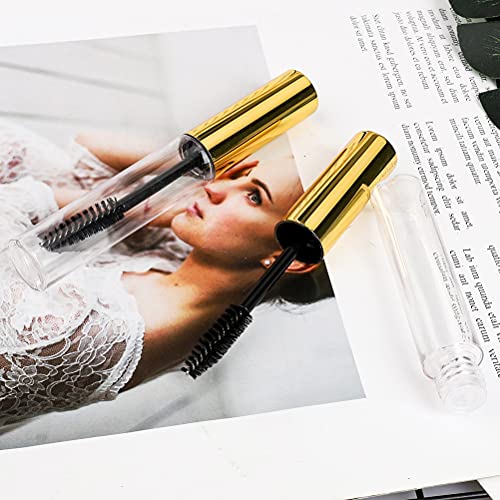 2Pcs 10Ml Empty Mascara Tube With Eyelash Wand,Golden Eyelash Cream Container Bottle With Funnels Transfer Pipettes For Applying Castor Oil And Diy Cosmetics #TOP7