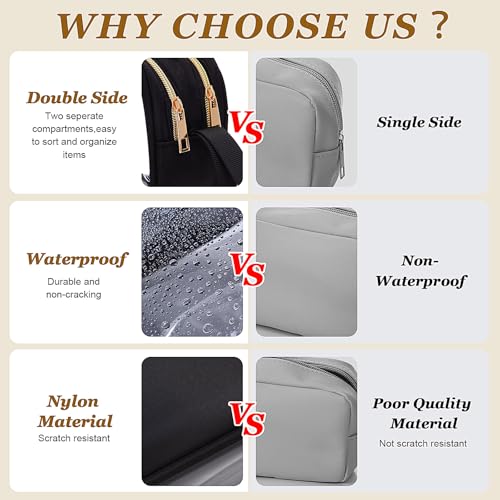 Weewooday Clear Makeup Bag Double Layer Cosmetic Bag Nylon Travel Toiletry Storage Case Waterproof Portable Car Make up Pouch Organizer with Zipper for Women(Black)4