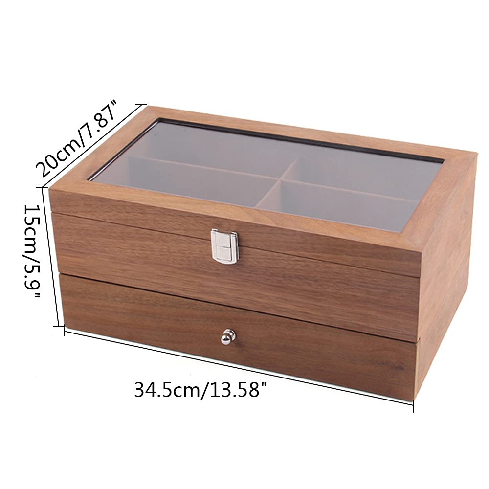Sunglasses Organizer,Sunglasses Storage Box,12 Grid 2 Tier Wood Sunglasses Organizer,Eyeglasses Collector Eyewear Display Case Storage Box,Sunglasses Case,Glasses Case for Multiple Pairs of Glasses