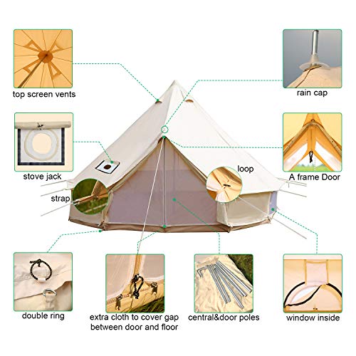 Carpa de lona algodón impermeable para 6-8 personas miniatura 3