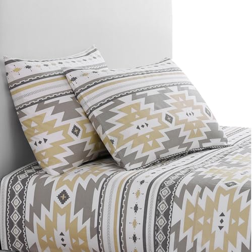 Image of Paseo Road Desert Sage 4 Piece King Gray White Tan Sheet Set