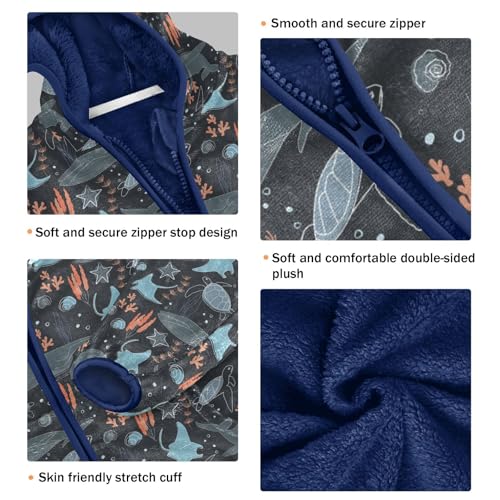 Life in The Depths Of The Ocean Girls Fleece Jacket Girls Fall Jacket Girls Zip Up Hoodie Girls Sherpa Jacket 2-10T3