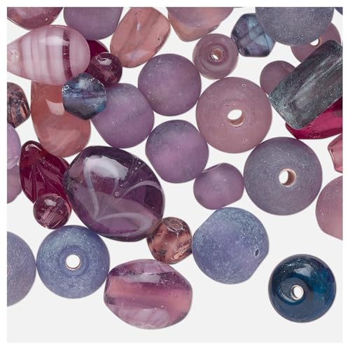 Reviews de Surtidos de abalorios . 50 Mezcla de abalorio de vidrio, abalorio mixtas bohemias, mezcla de abalorio de vidrio coloridas para manualidades, tamaño de 5 a 15 mm, aproximadamente 100 abalorio (morado)