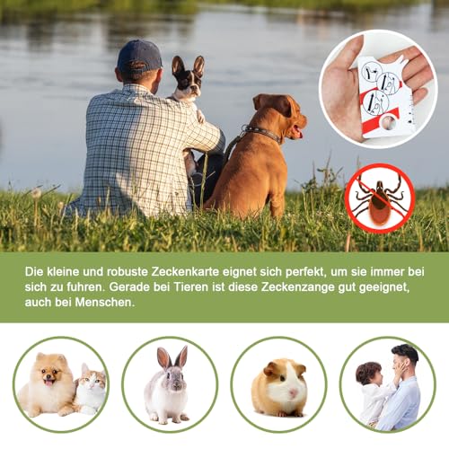 Nepfaivy Zeckenkarte für Mensch Hund Katze - 2 Stück Zeckenkarte Kinder mit Lupe, Zeckenentferner zur Schnellen und Sicheren Entfernung von Zecken bei Mensch und Haustier