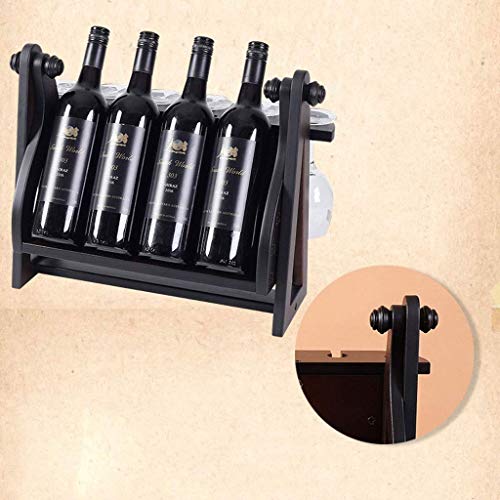 Soporte para vino de madera 3 botellas y 4 copas miniatura 4