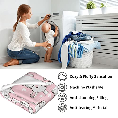 Image of Bunny Blanket 50 inchx60 inch - Cartoon Rabbit Flannel Fleece Throw Blanket Ultra Soft Warm for Living Room Bedroom Sofa Couch, Cozy Bed Blanket for Girls Kids Adults
