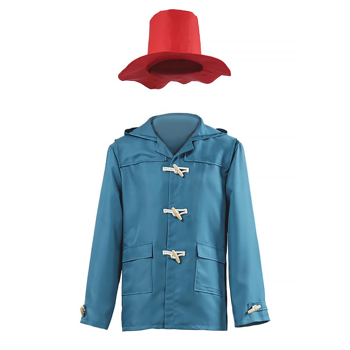 Adult Blue Coat Costume Duffle Jacket Red Hat Halloween Cosplay Outfits for Men Women