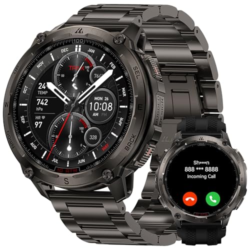 KOSPET Tank T4 Special Edition Smart Watch for Men 1.43 AMOLED Rugged Watch GPS & Offline Maps 10ATM Waterproof Freediving 15-Day Battery Bluetooth Calls/Heart Rate for Android iOS (2 Bands)