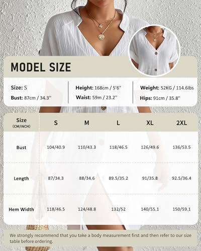 Bsubseach Beach Cover Up for Women Button Down Tunic Dress V Neck Swimsuit Bikini Coverups Casual Summer Outfits - Image 6