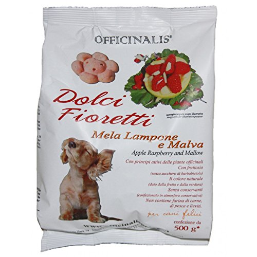 Dolci Fioretti Biscotti Naturali Per Cani Mela Lampone Malva Sacchetto 500 Gram