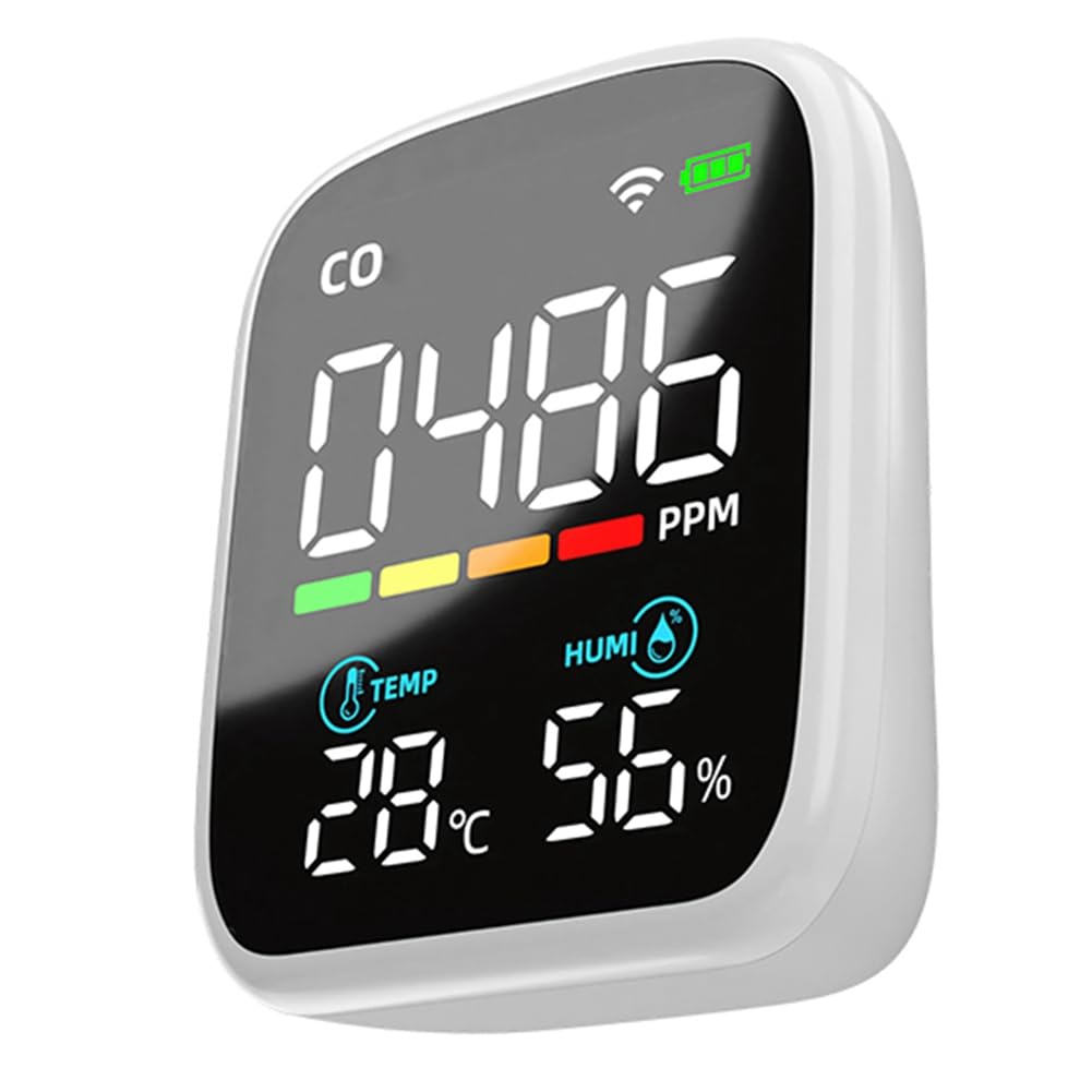 TORR PV28 Mini Detector de CO Inteligente WIFI, Monitor de Calidad del Aire Interior 3 en 1, Medidor de Temperatura y Humedad de CO, Probador de CO