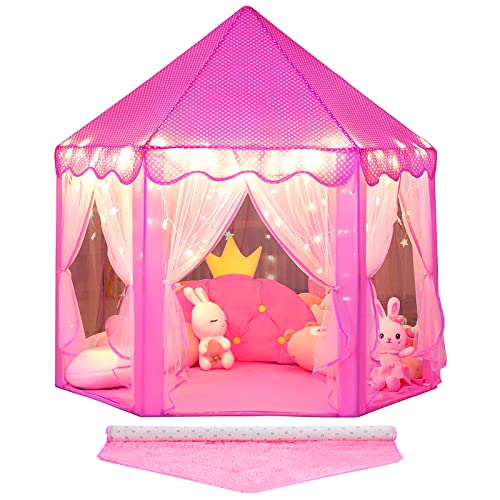Wilwolfer Princess Castle Play Tent & Kids Rug Bundle cover