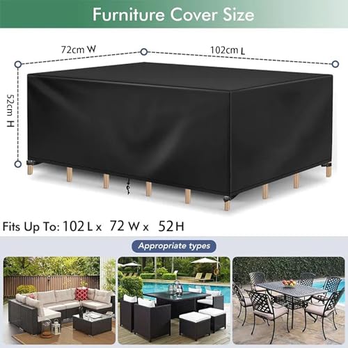 Housse de table rectangulaire HeavyDu bâche de protection pour terrasse et jardin