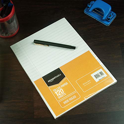 AmazonBasics Wide Ruled Loose Leaf Filler Paper, 120 Sheets, 10.5 x 8 Inch, 6-Pack