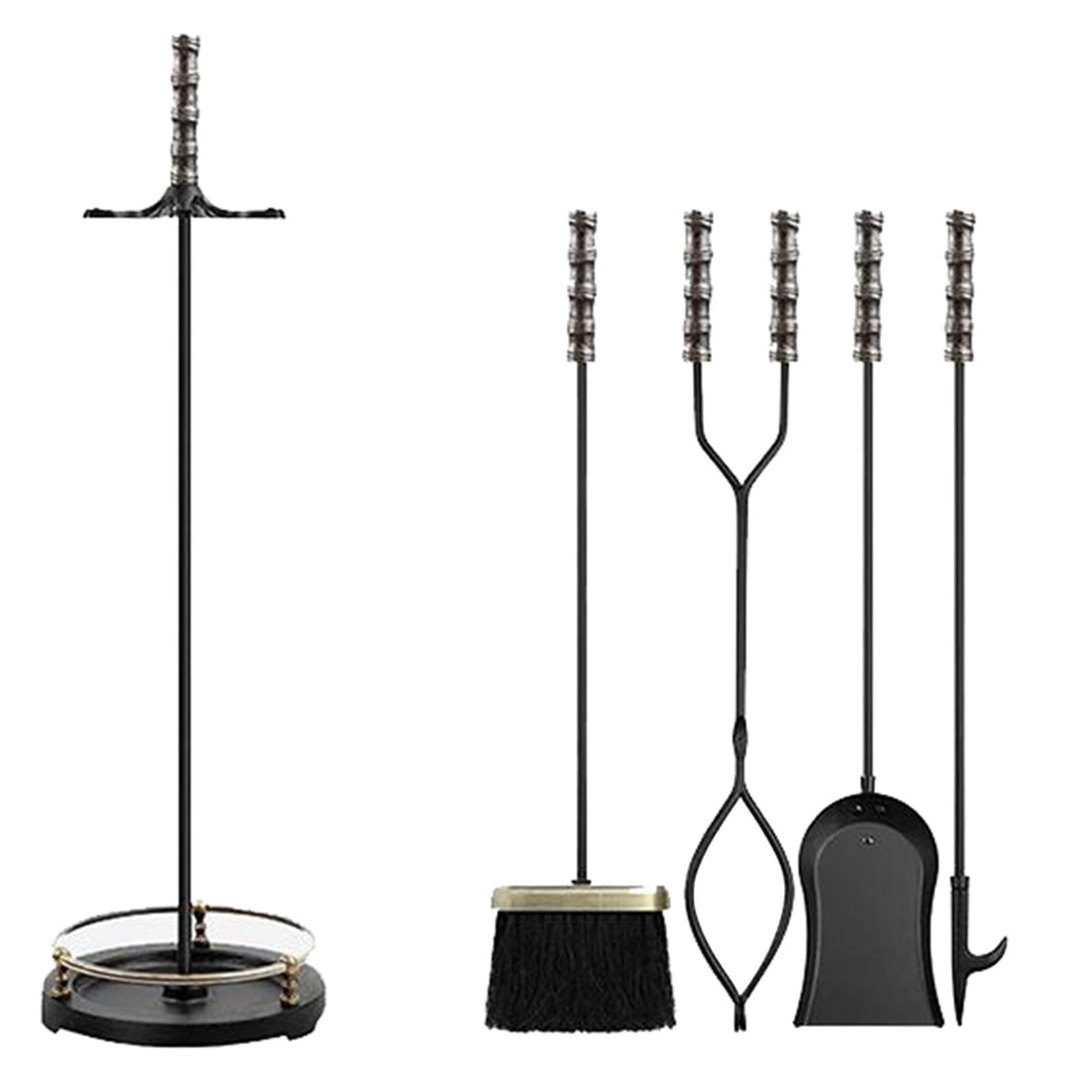 76 cm/30 Zoll Kaminbesteck-Set für drinnen und draußen, Kaminbesteck-Set mit Zange, Schaufel, Besen, Schürhaken, Gusseisen-Zubehör-Set für Herd
