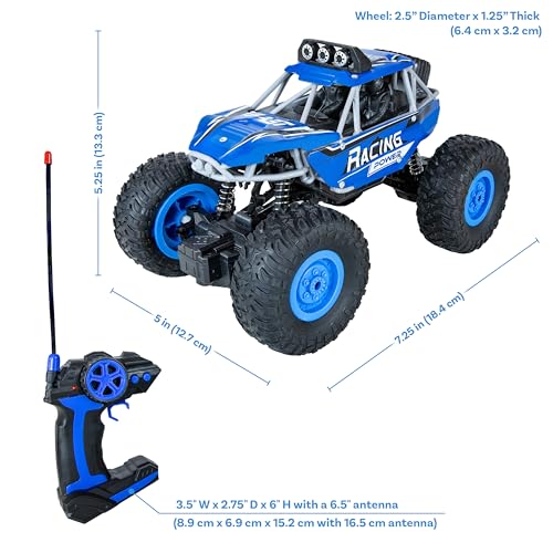 Sunnydaze Monster Truck Remote Control Car - 1:16 Scale - Pivoting Tires - Birthday for Kids Ages 6+
