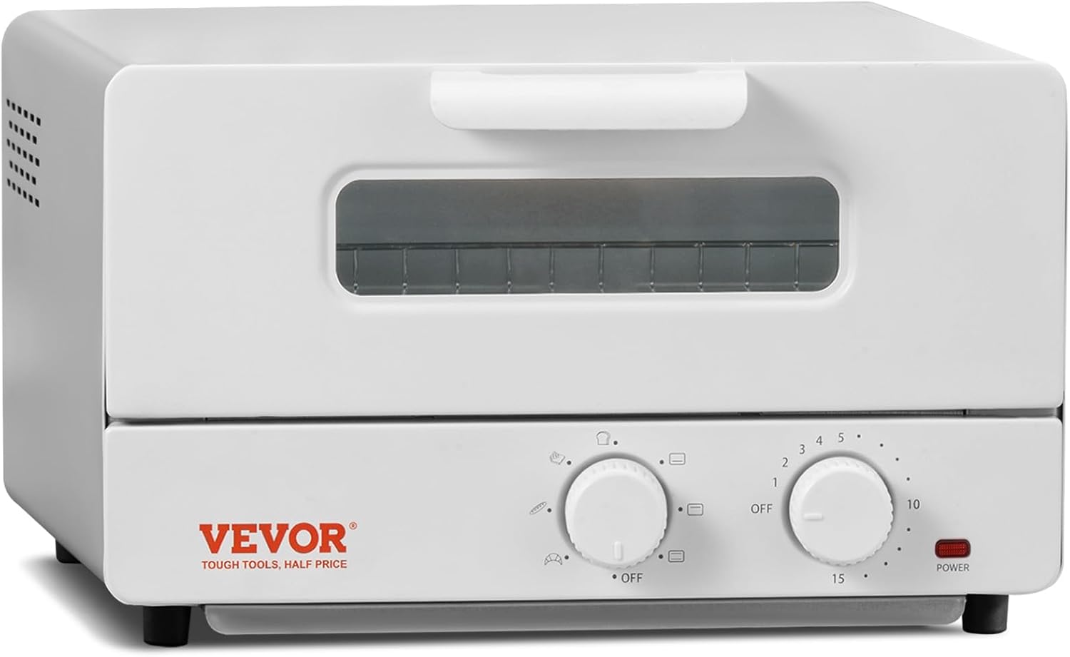 VEVOR 5-IN-1 Steam Oven Toaster, 12L Convection Oven, 1300W Steam Toaster Oven Countertop Combo with Grill, Pizza Pan, Gloves, 2 Slices Toast, 6-inch Pizza, Home and Commercial Use
