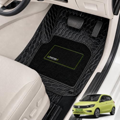 Image of EV MASTER 7D Car Floor Mats for TATA Tiago Hybrid (2026 Onwards) Complete Set | All Weather | Anti-Slip | Luxury Premium Car Mat | Full Coverage | Custom Fitted Car Foot Mats