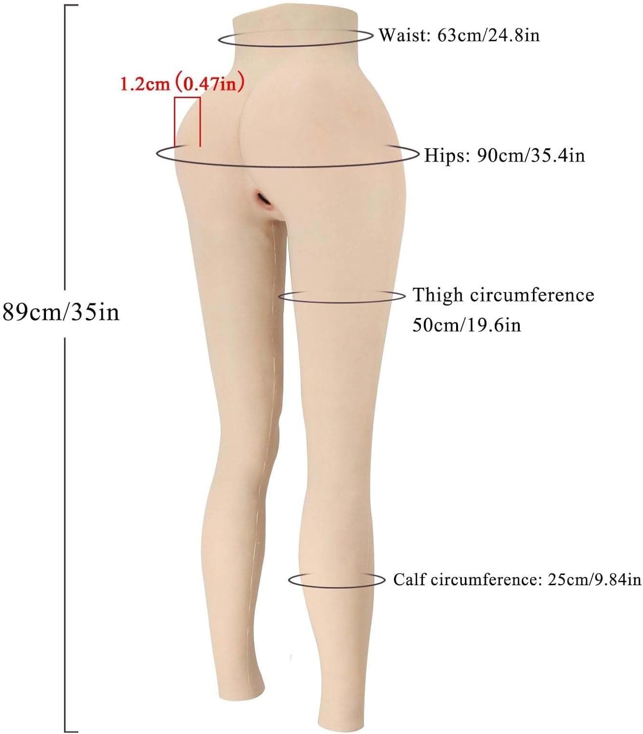Mutandine in silicone con fica finta, da maschio a femmina, alla caviglia, for potenziare il sollevamento del sedere, for crossdresser(Brown,Basic)
