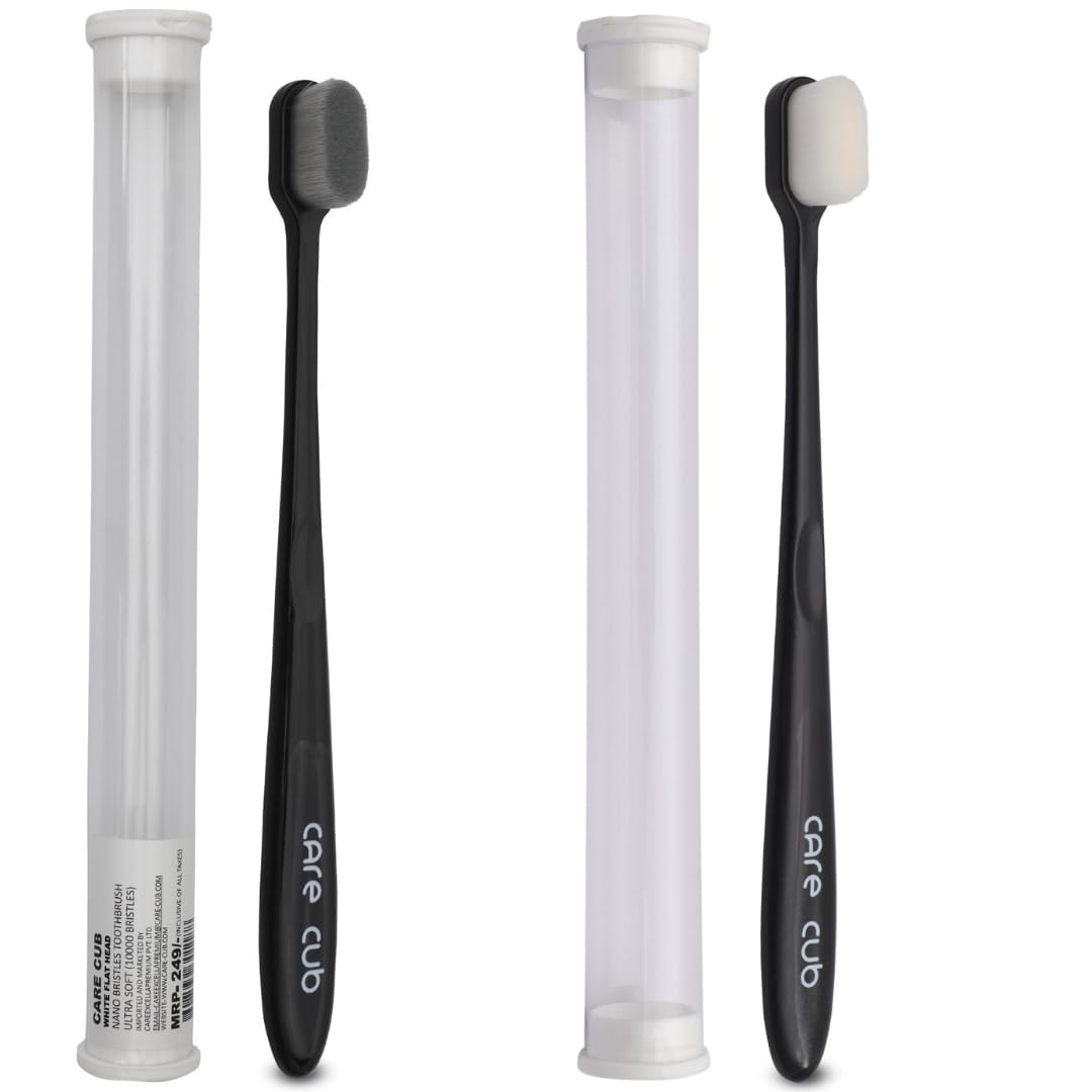 CARE CUB Black Flat Ultra Soft BPA-Free Toothbrushes with White & Black Bristles, Micro Nano Bristles for Sensitive Teeth, Perfect for Ages 8+ and Adults (B0DBL8VBZC) Amazon Price History, Amazon Price Tracker