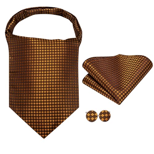 Image of Dubulle Paisley Floral Ascot for Men Self Tie Mens Cravat and Pocket Square Cufflinks Wedding