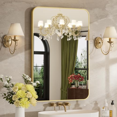 24x36 Bathroom Mirror for Over Sink Brushed Gold Rectangle Vanity Mirror