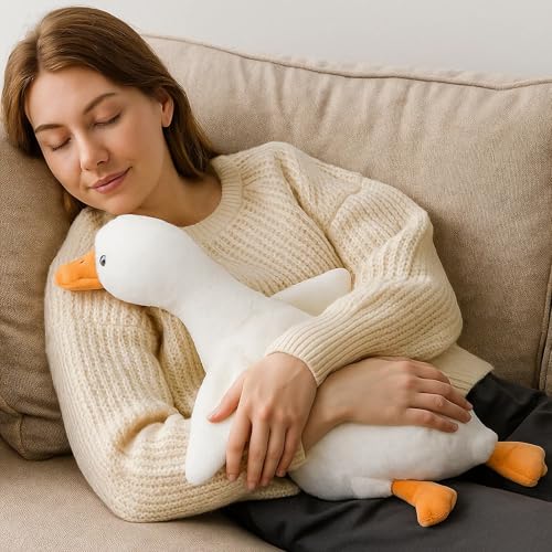 PDirat Ente & Gans Plüschfigur, 50 cm Weiche Baumwoll Plüschdekoration, Multifunktionales Schlaf- & Sofakissen, Erwachsene, Ideal für Wohnzimmer Büro Dekoration