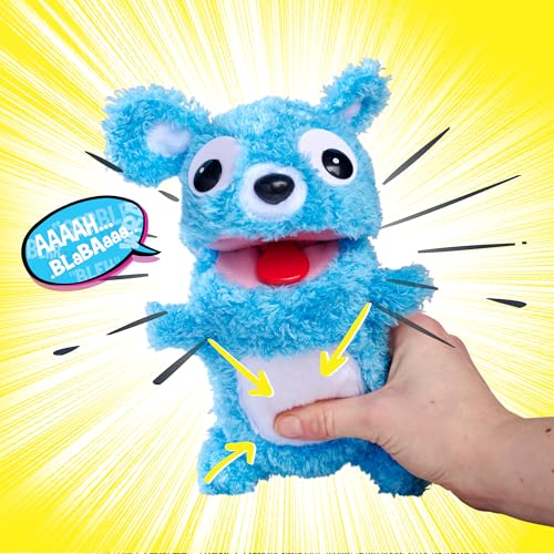 Simba 105953331 ScreamerZ Bär „Babbling Bear“ mit Sound - witziges Kuscheltier mit Schrei-Geräuschen - Plüschfigur für Kinder ab 5 Jahre, ca. 30 cm, blau