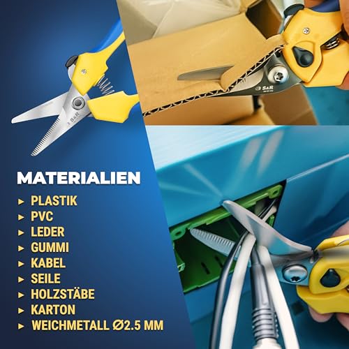 S&R scharfe Mehrzweckschere, Hochleistungsschere, Küchenschere, Haushaltsschere, 205 mm, Allzweckschere, 50mm Klinge aus Edelstahl, Schere HRC 50-54 Schnittkanten, Universalschere, Kombischere