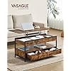 VASAGLE Lift Top Coffee Table, Living Room Table, with Storage Drawers ...