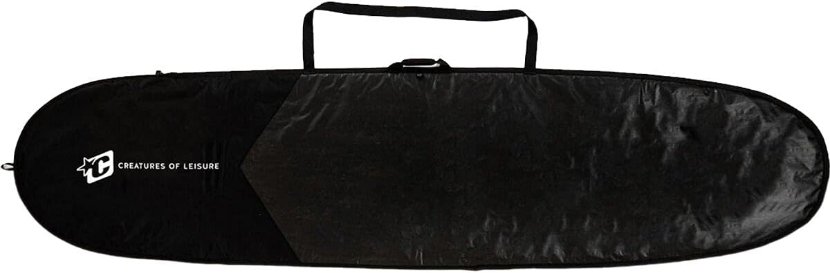 Creatures of Leisure 2023 Fish ICON Lite Boardcover, 3mm Foam Protection, Durable Matte Black Tarpee, Reinforced 420D Fabric Tail panel, Black Silver