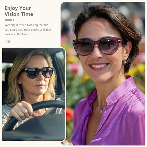 Image of EASY READ 2 Pack Bifocal Reading Sunglasses for Women | Trendy Sunglasses Readers, UV400 Protection,Exquisite Metal Decoration, Great for Reading Outdoors
