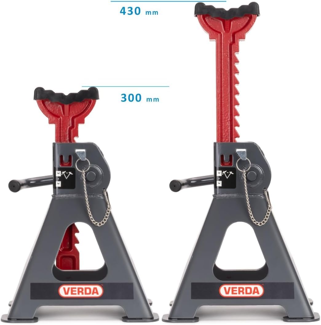 Verda Soportes 6T 385 – 600 mm, con fusible y almohadilla de goma, para elegir modelo, caballete de taller, cambio de neumáticos, caballete de coche, caballete de apoyo