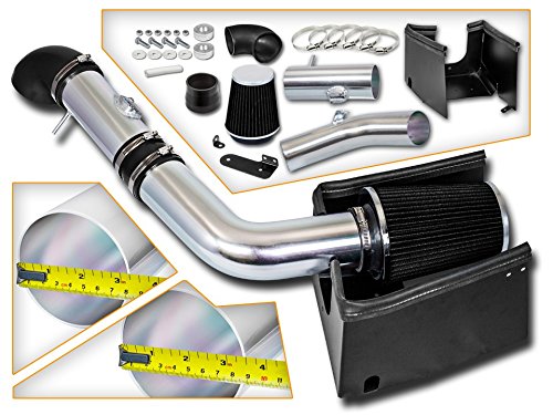 Cold Air Intake System with Heat Shield Kit + Filter Combo BLACK Compatible For 05-08 Ford F150 5.4L V8