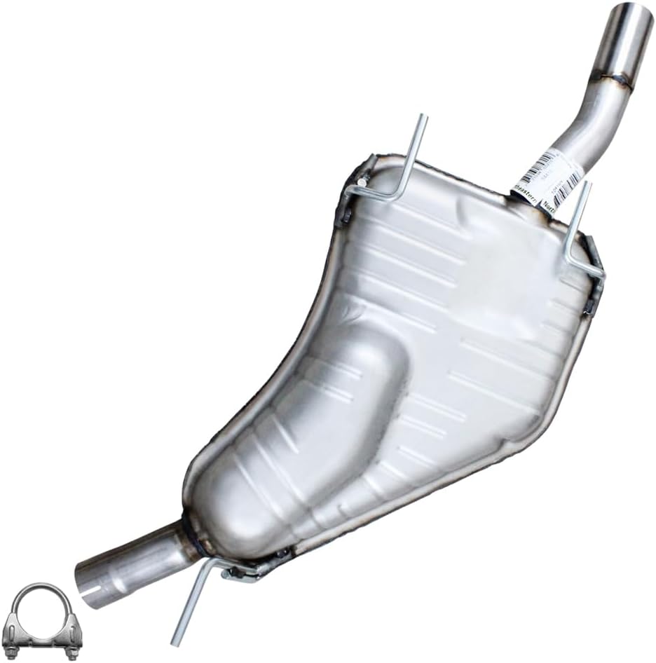 Exhaust Muffler Compatible for 1999-2003 Saab 9-5 2.3L | Stainless Steel | Northeastern Exhaust | Free Clamp Included | Automotive Replacement Part