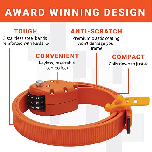 Ottolock Combination Bike Lock | Lightweight & Compact | Theft Deterrent For Quick Stops | Cycling, E-Mobility, & Outdoor Gear (Otto Orange, 60 Inch) #TOP3