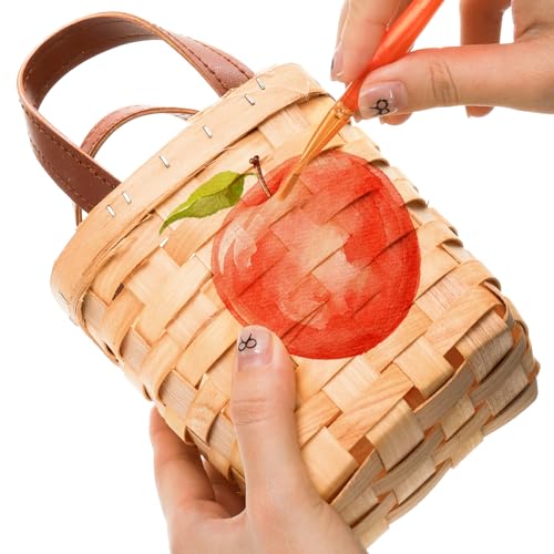 ZOOFOX 6 Pack Small Wicker Basket with Handle, 4\" x 4.5\" Woodchip Baskets for Gifts Empty, Rustic Style Basket Flower Girl Baskets for Wedding Home Party Decor Easter Gift Packing