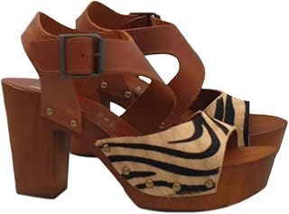 Dutch style women's Clogs in Leather Made in Italy - MY131 ZEBRA