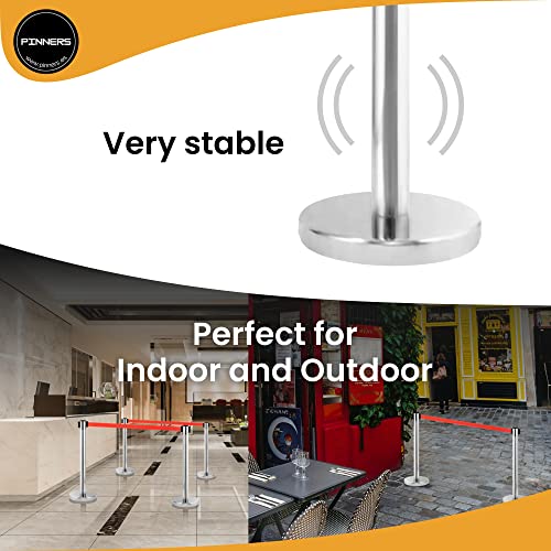 PINNERS Absperrständer Personenleitsystem 3 Meter, Absperrpfosten, 2 Stück Absperrpfosten Abgrenzungspfosten, Ausziehbare Barriere 3 Meter