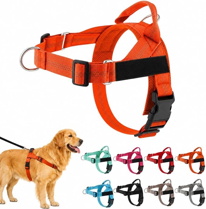 Dog Harness No Pull, Reflective Adjustable Dog Training Vest Soft Padded Comfort Fit Escape Proof Dogs Harness for Outdoor Walking