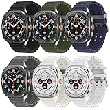 6 Pack Marine Silicone Band for Samsung Galaxy Watch Ultra Bands 47mm Men/Women,Waterproof Soft Sport Strap Compatible with Samsung Watch Ultra Band for Men/Women Breathable Replacement Correa Reloj