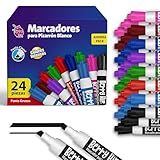 MAGMALIFE Marcadores para Pizarrón Blanco Set de 24 Piezas, 8 Colores a Elegir, Tinta de Secado Rápido, Borrado Fácil,...