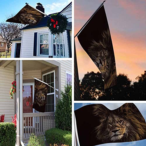 Yekiua Lion Flag 3X5 Ft Cool Mane Predator Africa Wildlife Furry King Face Head Nature Uv Protected Banner Durable Outdoor Indoor Flag With Brass Grommets, Vivid Color Brown #TOP5
