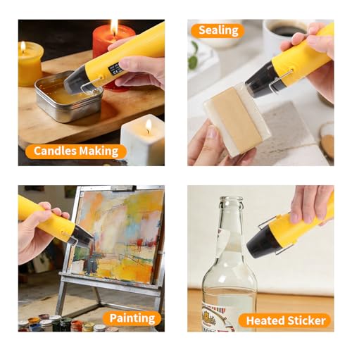 Heat Gun for Crafting, 110V 350W Portable Handheld Hot Air Gun with 3.28FT Extra Long Power Cord, Dual Temperature Settings & Stand, Hot Air Tool for DIY Embossing, PVC Heat Shrink Wrapping (Yellow) - Thumbnail 7
