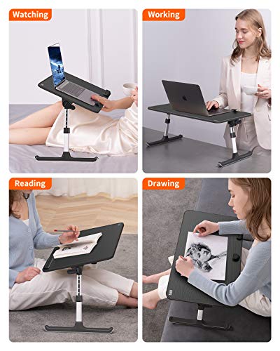 Laptop Desk For Bed, Saiji Lap Desks Bed Trays For Eating Writing, Adjustable Computer Laptop Stand, Foldable Lap Table In Sofa And Couch (23.6 X 13,Black) #TOP2
